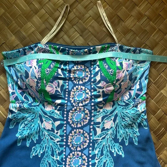 Lilly Pulitzer Noa Strapless Maxi Dress Blue Floral - Picture 8 of 12